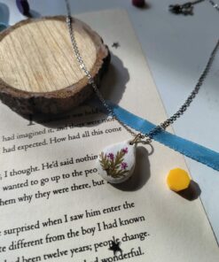 Clay Pendant- Tiny flower with leaves