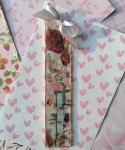 Resin bookmark- ft. real flowers and stickers